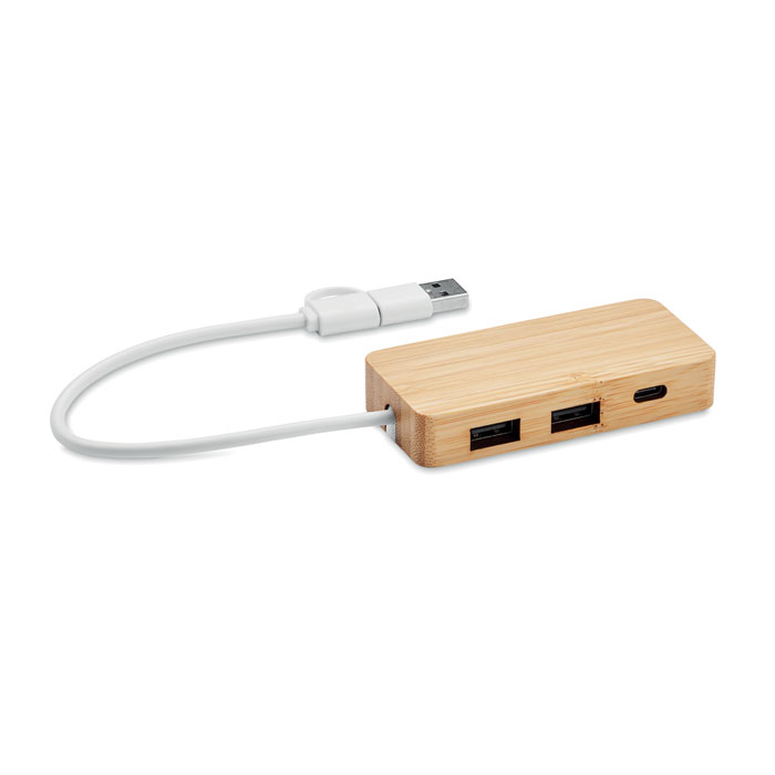 Bambusový rozbočovač USB
