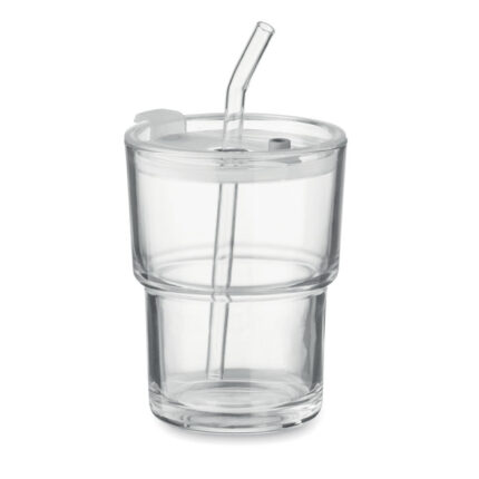 Sklenený pohár so slamkou 400 ml