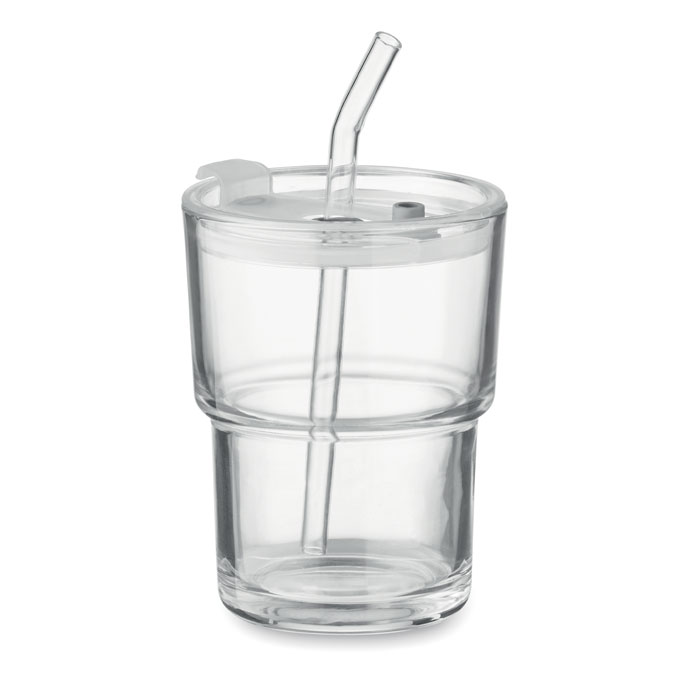 Sklenený pohár so slamkou 400 ml